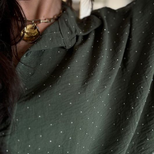 Stella Micro Stud Oversized Shirt Khaki